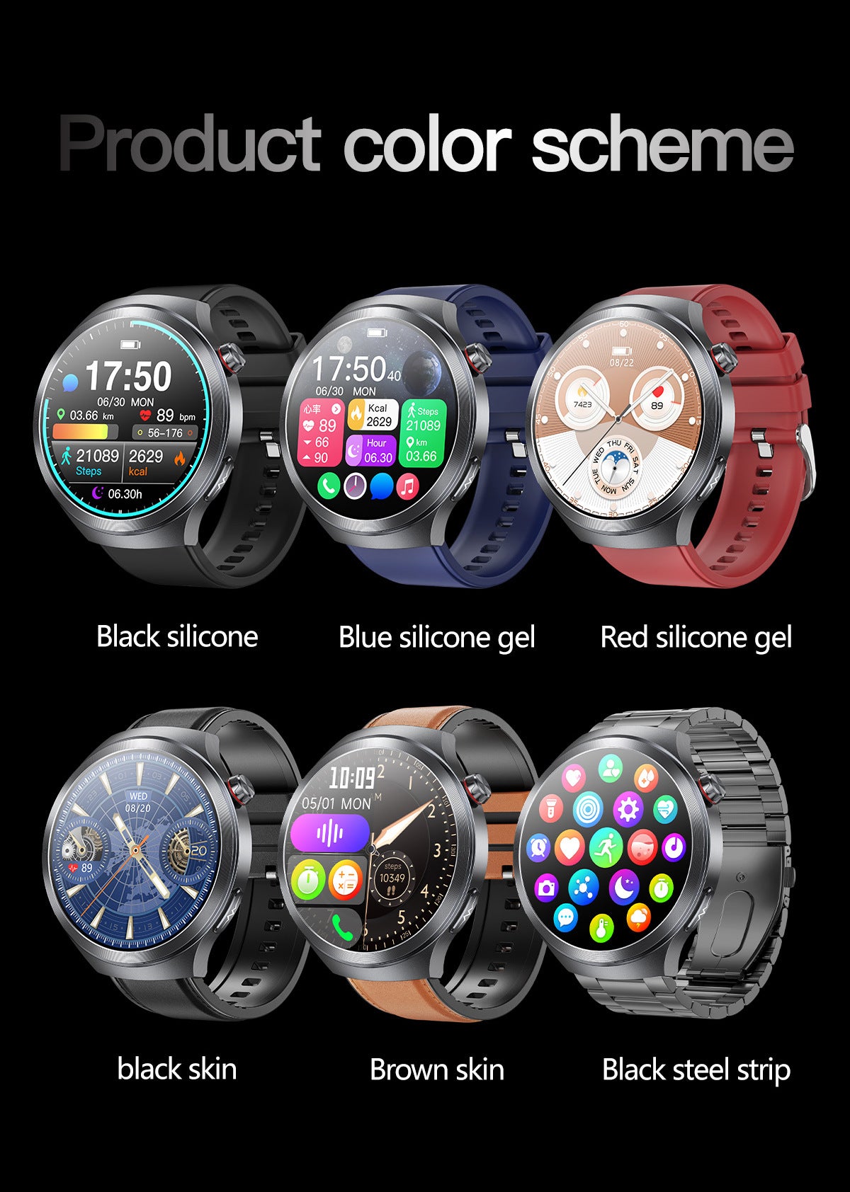 Smart Watch AMOLED Screen ECG Heart Rate Pressure Blood Oxygen Health