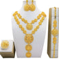 Gold Jewelry Suit Arabic Bridal Wedding Necklace Bracelet Earrings Ring