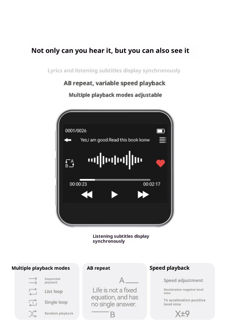Full Screen Bluetooth Touch Player Student Walkman